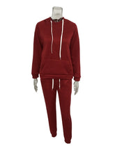 Cargar imagen en el visor de la galería, Lace up solid hooded Suit Set 2019 Women Tracksuit Two-piece Sport Style Outfit Jogging Sweatshirt Fitness Lounge Sportwear
