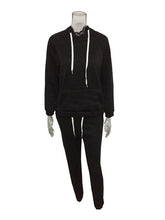 Cargar imagen en el visor de la galería, Lace up solid hooded Suit Set 2019 Women Tracksuit Two-piece Sport Style Outfit Jogging Sweatshirt Fitness Lounge Sportwear