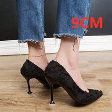 Cargar imagen en el visor de la galería, Marlisasa Femmes Hauts Talons Women Fashion Classic Flock High Heel Shoes Lady Office Grey High Heel Shoes Female Pumps F2912